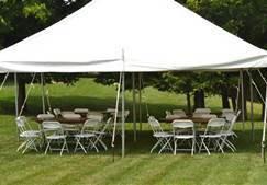 Tent w/ 5 -5ft Round Banquet Tables & 40 Brown Chairs Package Tent w/ 5 -5ft Round Banquet Tables & 40 Brown Chairs Package